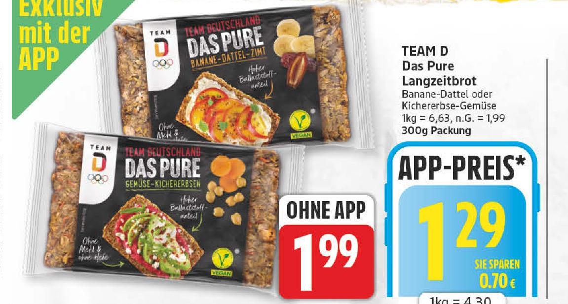 Das Pure Langzeitbrot von TEAM D im aktuellen EDEKA Prospekt